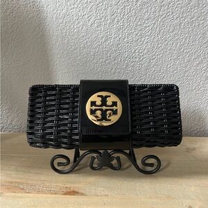 Tory Burch Black Provence Woven Clutch